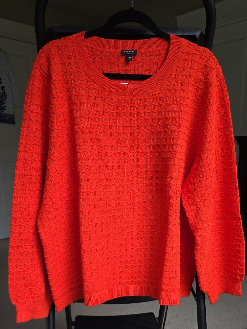 NWT Talbots Pointelle Crewneck Pullover Sweater Orange 3XP